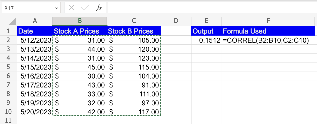 CORREL Function in Excel Explained LiveFlow